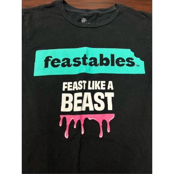 Feastables Mr. Beast Bar Men’s Black Short Sleeve Graphic Tee Size Small - Picture 2 of 7